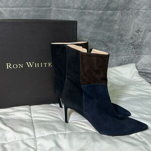 Womens Ron White navy suede booties. Size 40, US 9.5.